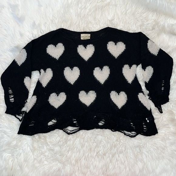 Wildfox White Label Love Lennon Sweater ~ in Black w/ Off-White Heart 🤍 - Picture 5 of 14